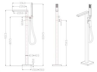 Смеситель напольный Groсenberg GB800 Черный матовый